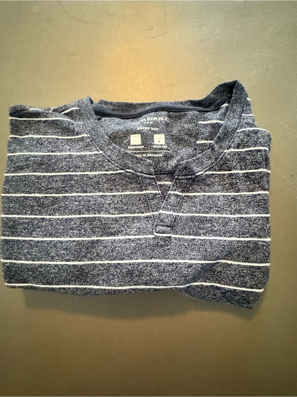 Banana Republic Blue & White Striped Short Sleeve Henley